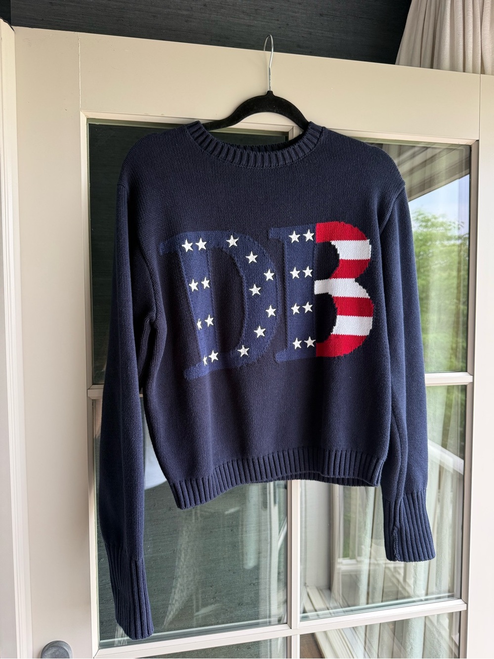 Dairy Boy American Summer Sweater Navy Crewneck Sweater with Stars & Stripes
